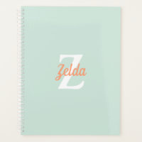 Monograma Retro Personalizado Verde Menta Naranja 