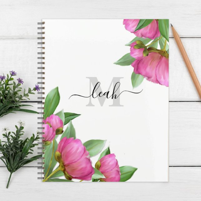 Agenda Monograma rosa acuarela Personalizado floral (Subido por el creador)