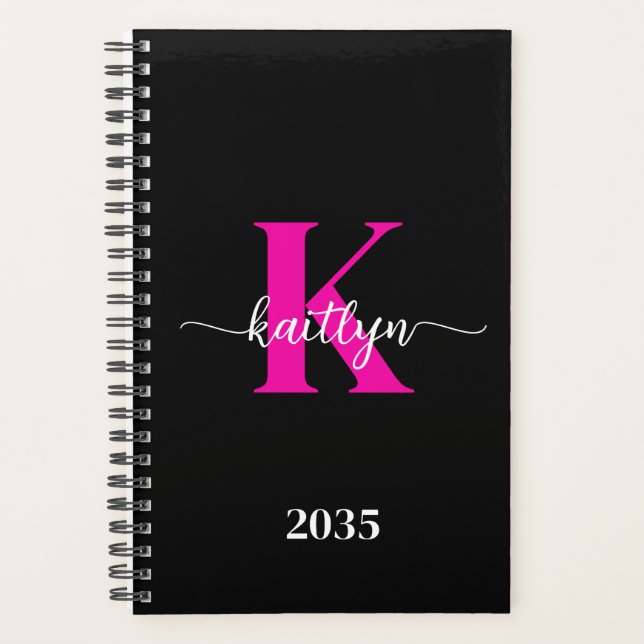 Agenda Monograma Rosa Caliente Negro (Anverso)