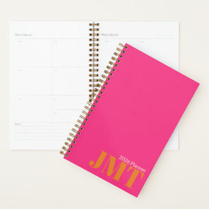 Agenda Monograma rosa y Naranja brillante 2026