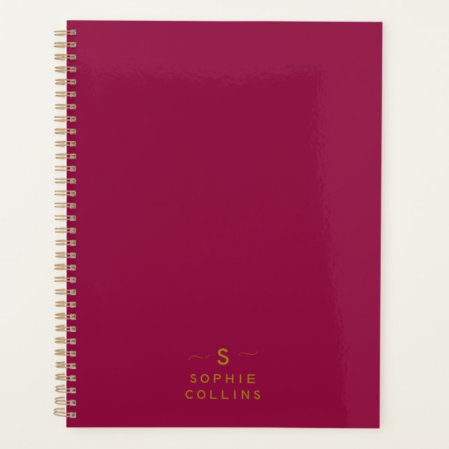 Agenda Monograma Rubor Cherry Gold Name (Anverso)