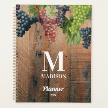 Monograma Rústico de viña y uvas