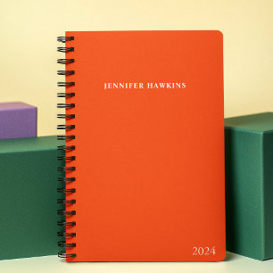 Agenda Monograma semanal de Naranja de moda Vibrant Bold