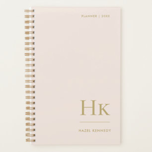 Agenda Monograma Sencillo Elegante Feminina De Oro Rosa R