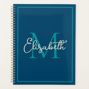 Agenda Monograma simple de la marina de adormidera Verde 