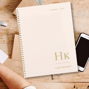 Agenda Monograma simple elegante Rubor Gold personalizado