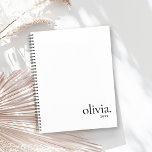 Agenda Monograma simple profesional en blanco y negro<br><div class="desc">Planificador profesional de nombres sencillos en monograma blanco y negro.</div>