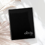Agenda Monograma simple profesional en blanco y negro<br><div class="desc">Planificador profesional de nombres sencillos en monograma blanco y negro.</div>