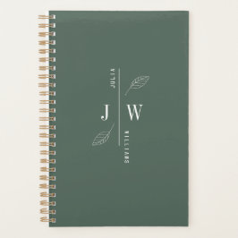 Agenda Monograma simple y elegante verde mineral