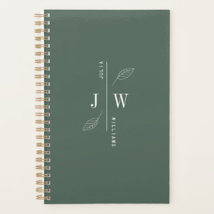 Agenda Monograma simple y elegante verde mineral