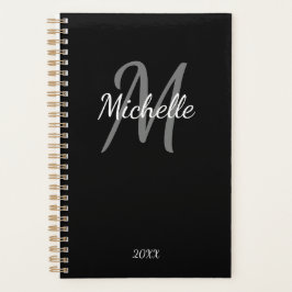 Agenda Monograma simple y moderno de Personalizado blanco