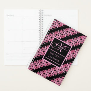 Agenda Monograma Sobre La Tapa Del Sofoco Rosa Y Negro Fr