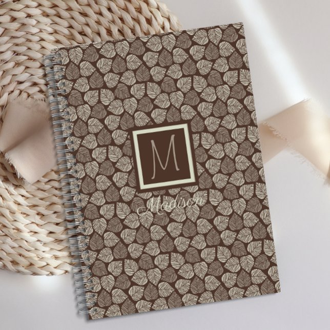Agenda Monograma Taupe Brown Leaf (Subido por el creador)