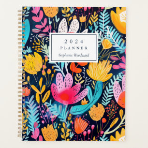 Agenda Monograma Turquesa Floral Pintado A Mano Vivid 202