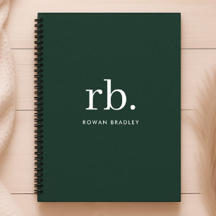 Agenda Monograma Verde Oscuro Estilo Minimalista moderno