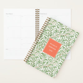 Agenda Monograma Verde Patrón botánico Naranja verde