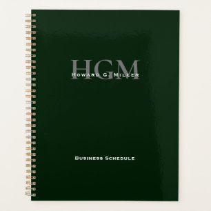 Agenda Monograma verde simple profesional 3 letras