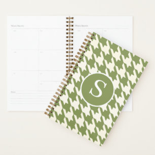 Agenda Monograma verde y blanco clásico de Houndstoth Sag