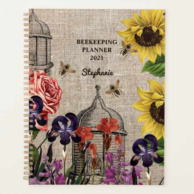 Agenda Monograma Vintage Beehive Cerveza Floral (Anverso)