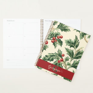 Agenda Monograma Vintage Navidad Holly & Berries Patrón