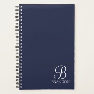 Agenda Monograma y nombre del guión personalizado azul de