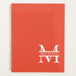 Agenda Monograma y nombre Naranja elegante personalizado