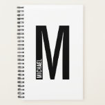 Agenda Monograma y nombre negrita personalizado moderno<br><div class="desc">Diseño de Monograma Moderno con letra monográfica personalizada "M" y nombre en negrita moderna sans serif estilo tipo de letra.</div>