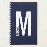 Agenda Monograma y nombre negrita personalizado moderno<br><div class="desc">Diseño de Monograma Moderno con letra monográfica personalizada "M" y nombre en negrita moderna sans serif estilo tipo de letra.</div>