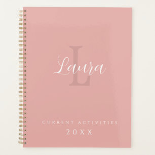 Agenda Monograma y nombre personalizado de niña en rosa r