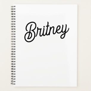 Agenda Monograma y nombre personalizados de blanco negro