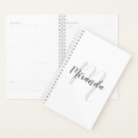 Agenda Monograma y nombre personalizados de escritura mod<br><div class="desc">El Monograma y Regalo de Nombres personalizados con un nombre personalizado en estilo de fuente de escritura moderno gris y monograma en estilo de fuente de escritura moderno gris claro como fondo sobre fondo blanco. Perfecto como regalo y regalo de año nuevo para cualquier ocasión especial.</div>