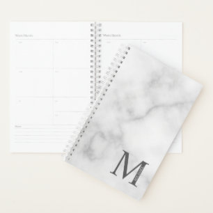 Agenda Monograma y nombre personalizados de mármol gris