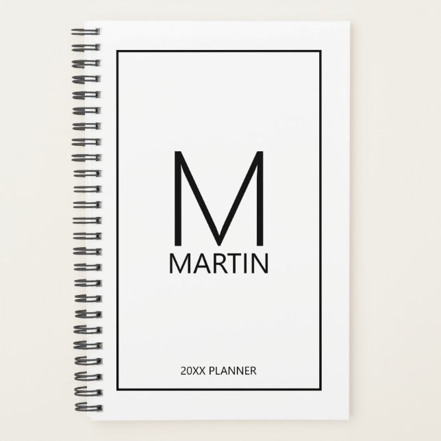 Agenda Monograma y nombre personalizados modernos (Anverso)