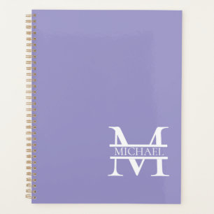 Agenda Monograma y nombre púrpura personalizado elegante