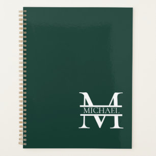 Agenda Monograma y nombre verde esmeralda elegante y pers