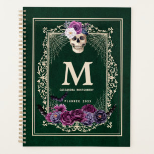 Agenda Monograma y nombre verde Personalizado de cráneo f