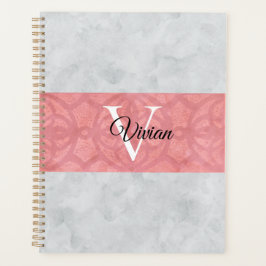 Agenda Monogramación De Batik Rosa Ruddy Y Acuarela Gris
