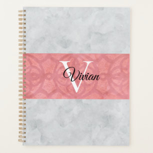 Agenda Monogramación De Batik Rosa Ruddy Y Acuarela Gris