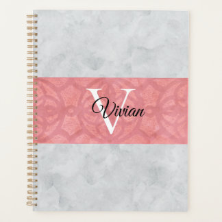 Agenda Monogramación De Batik Rosa Ruddy Y Acuarela Gris