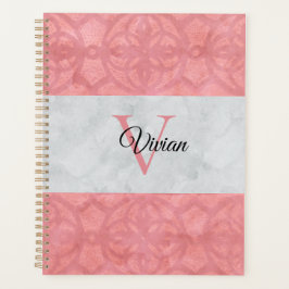 Agenda Monogramación De Batik Rosa Ruddy Y Acuarela Gris