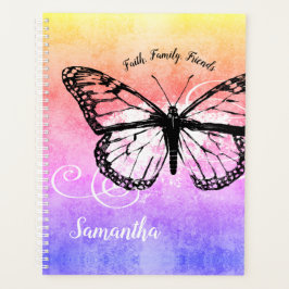 Agenda Monogramación de mariposas arcoiris inspiradoras