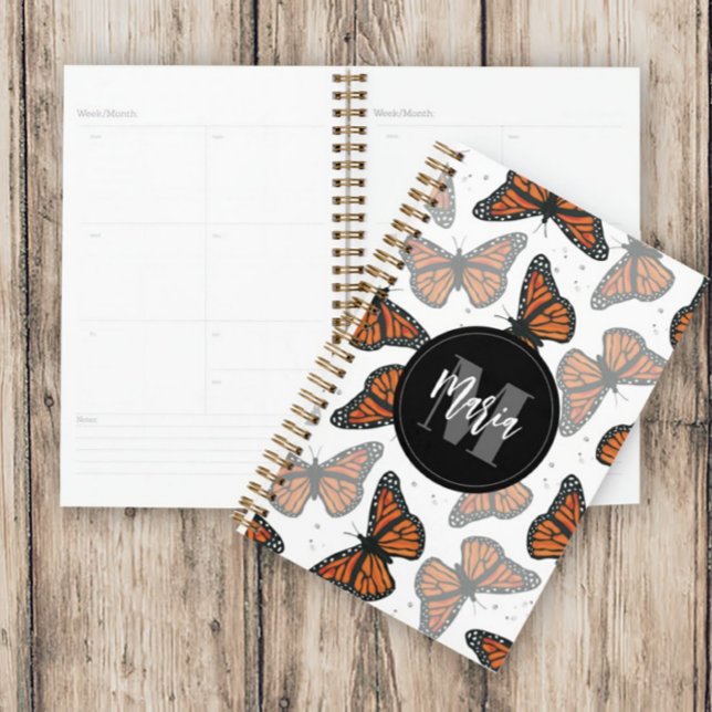 Agenda Monogramada de mariposa monarca moderna y elegante (Subido por el creador)