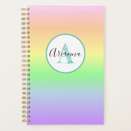 Agenda Monogramado de arcoiris pastel personalizado