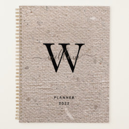 Agenda Monogramado de papel beige de época rústico