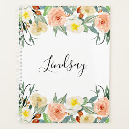 Agenda Monogramado de Peach Floral de moda