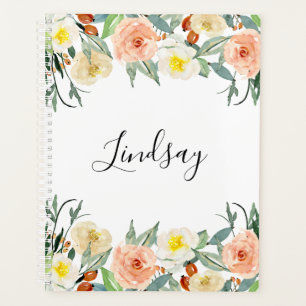 Agenda Monogramado de Peach Floral de moda