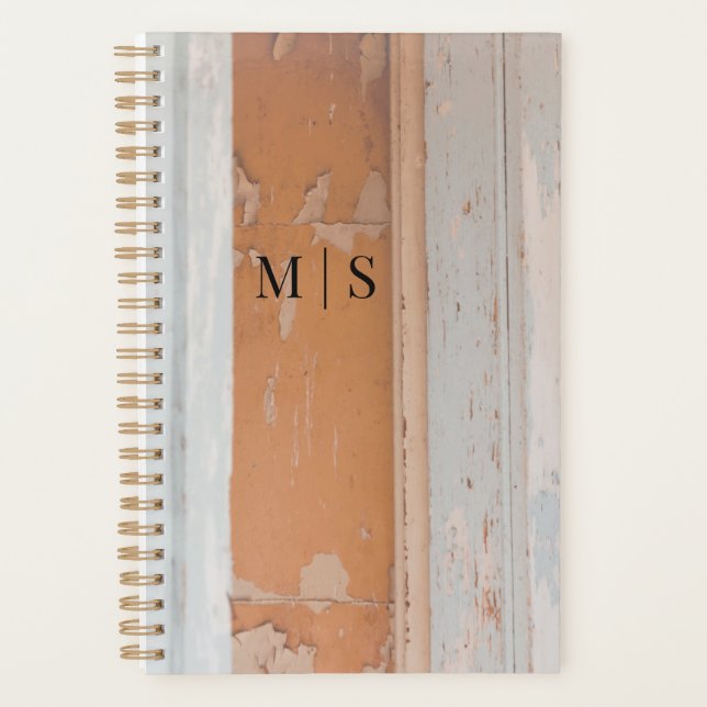 Agenda Monogramado Dusty Blue Y Terra Cotta (Anverso)