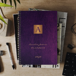 Agenda Monogramado elegante oro morado moderno 2025