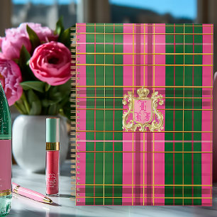 Agenda Monogramado en color rosa y verde