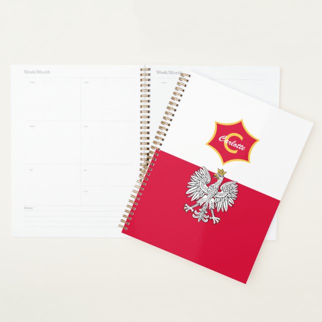Agenda Monogramado Escudo de águila blanca polaca (Demostración)